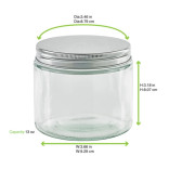 Round reusable jar glass with aluminium cap 13oz D:3.46in W:3.66in H:3.18in - 50 pcs Round reusable jar glass with aluminium cap 13oz D:3.46in W:3.66in H:3.18in - 50 pcs